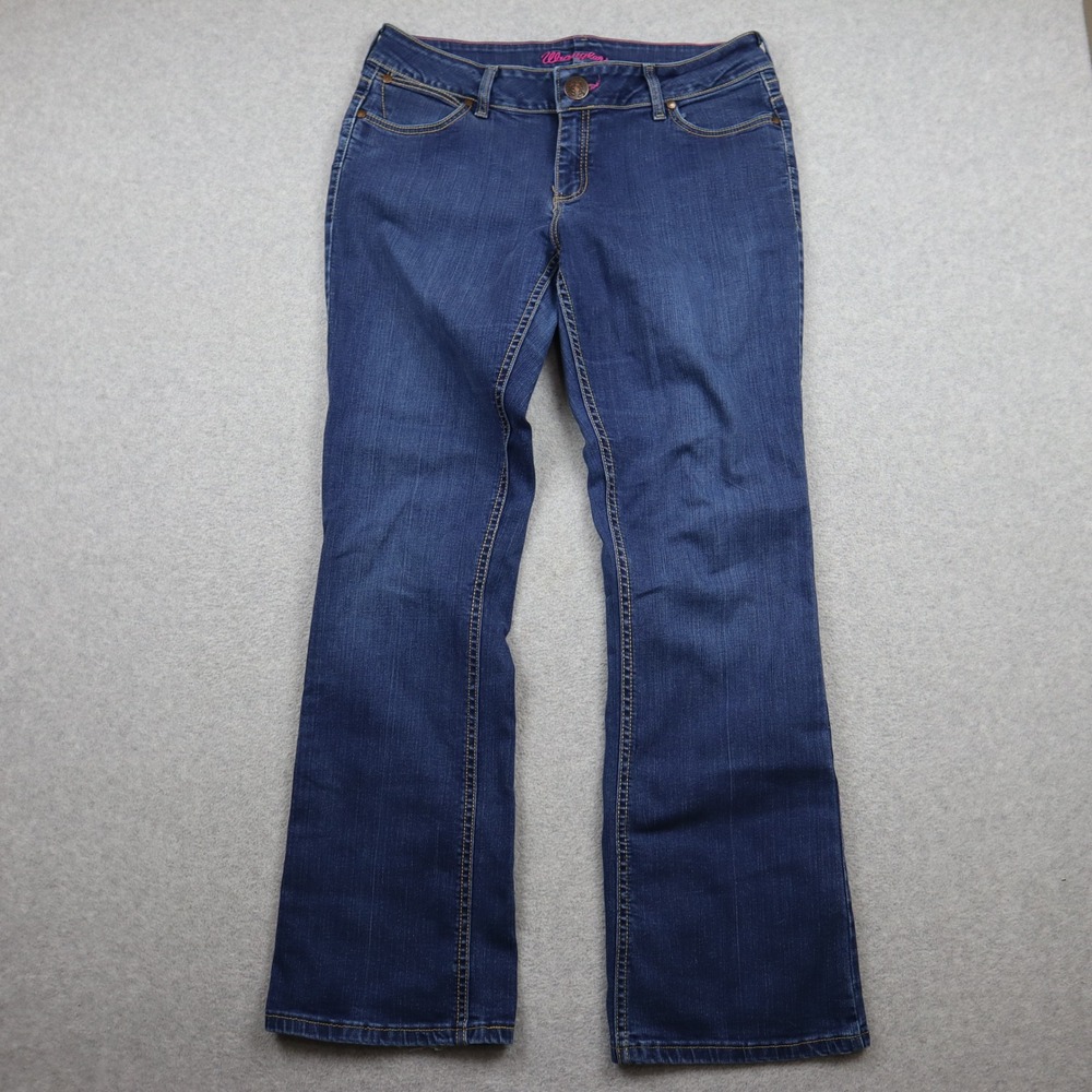 Wrangler Jeans Womens 11/12x32 Bootcut Ultimate Riding Dark Wash Blue Stretch